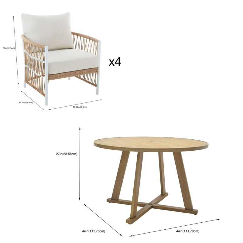 Better Homes and Gardens Lilah 5 Piece Outdoor Dining Set, White - Image 13