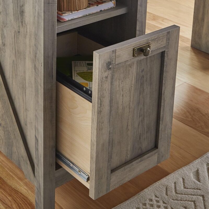 Better Homes and Gardens Modern Farmhouse L-Desk, Rustic Gray Finish - Image 3