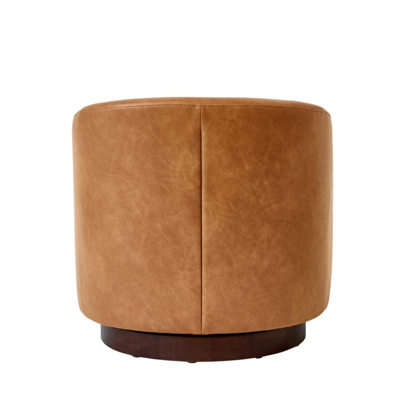 Better Homes and Gardens Bradford Wooden Base Swivel Chair, Chestnut Faux Leather - Image 8