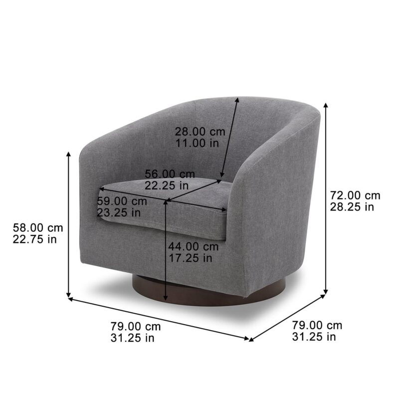 Better Homes and Gardens Bradford Wooden Base Modern Swivel Chair, Gray - Image 9