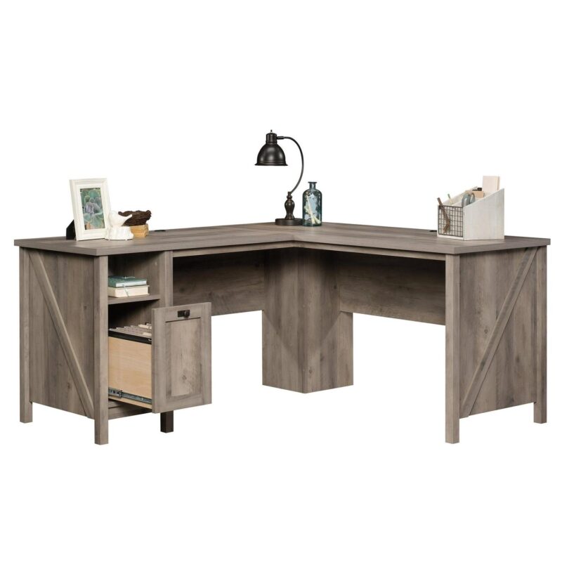 Better Homes and Gardens Modern Farmhouse L-Desk, Rustic Gray Finish - Image 5