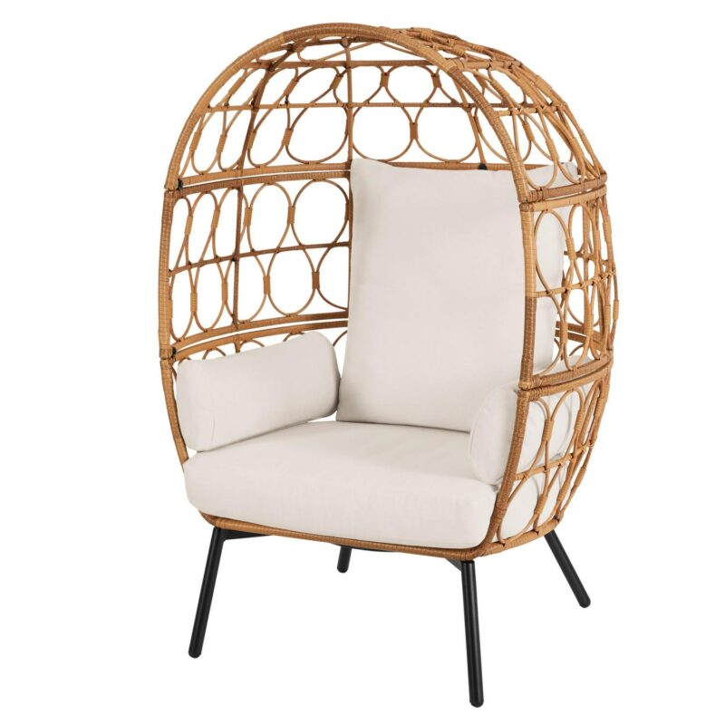 Better Homes and Gardens Willow Sage Steel Wicker Outdoor Egg Chair, Brown - Image 2