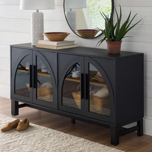 Better Homes and Gardens Juliet Arch TV Stand for TVs up to 65 , Black Wood Finish