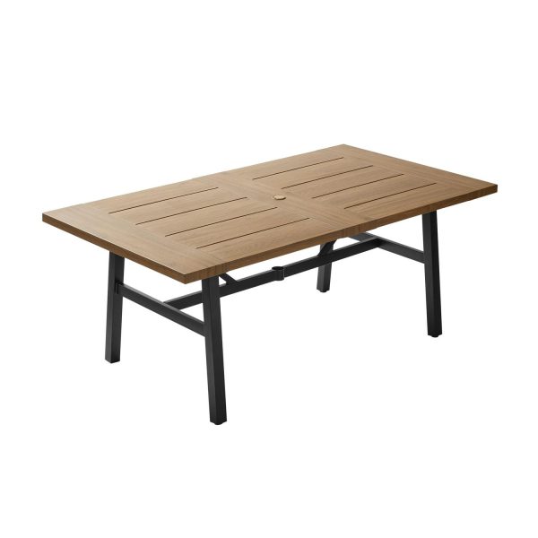 Better Homes and Gardens Kennedy Pointe 70  Steel Outdoor Dining Table, Brown/Black