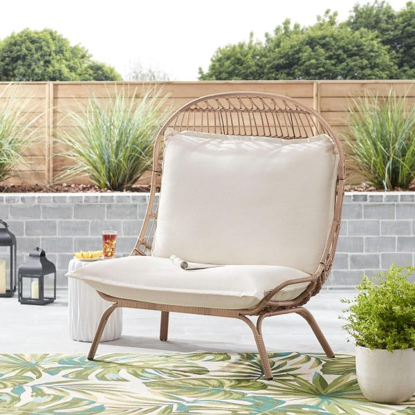 Better Homes and Gardens Willow Sage Outdoor Wicker Patio Cuddle Chair, Brown