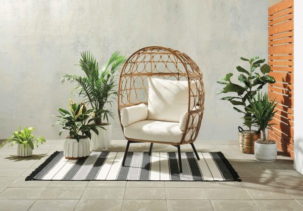 Better Homes and Gardens Willow Sage Steel Wicker Outdoor Egg Chair, Brown