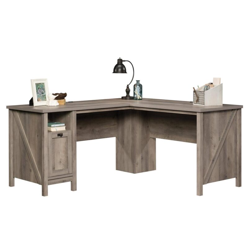 Better Homes and Gardens Modern Farmhouse L-Desk, Rustic Gray Finish - Image 4