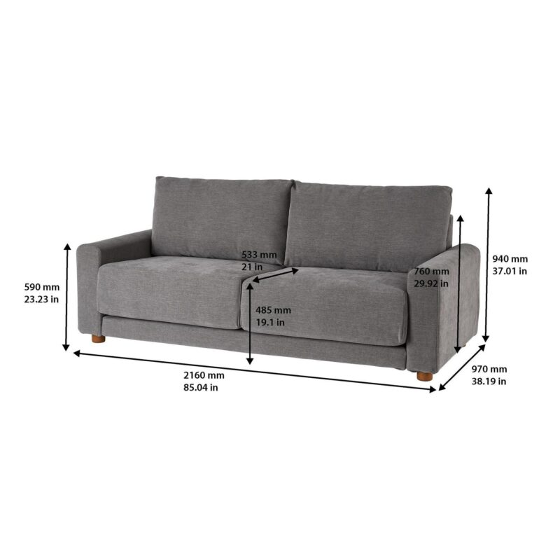 Better Homes and Gardens Owen 85.04  Square Arm Sofa, Helio Pewter - Image 3