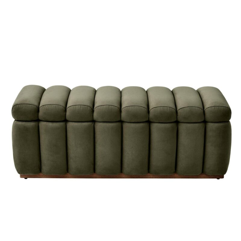 Better Homes and Gardens 47.24  Lillian Channel Tufted Bench, Olive Velvet - Image 3