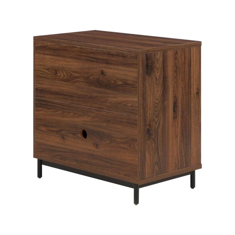 Better Homes and Gardens Wyatt Geo 2-Drawer Nightstand with USB, Walnut Finish - Image 3