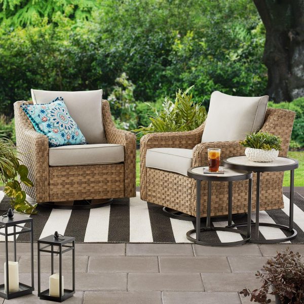 Better Homes and Gardens River Oaks Outdoor Swivel Gliders with Patio Covers, Set of 2, Natural