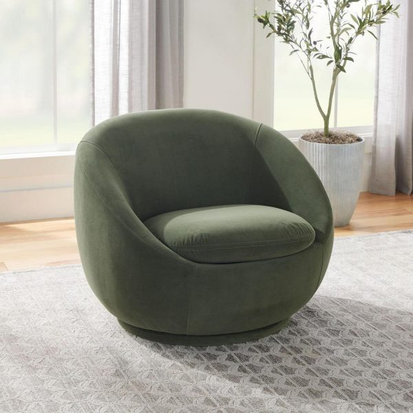 Better Homes and Gardens Mira Swivel Chair, Olive Velvet