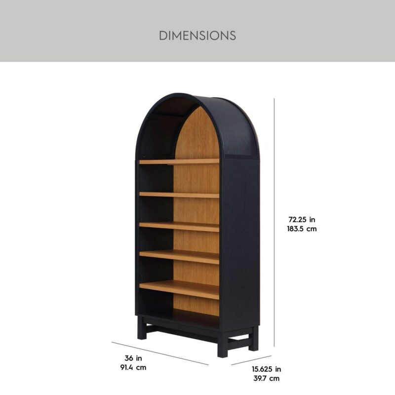 Better Homes and Gardens Juliet Open Arch Bookcase, Rich Black and Light Honey - Image 3