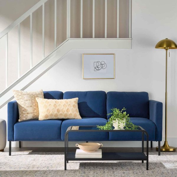 Better Homes and Gardens Wyatt Velvet Sofa, Blue Cove