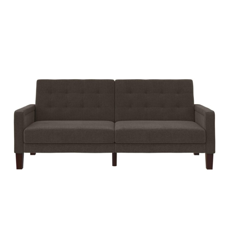Better Homes and Gardens Porter Fabric Tufted Futon, Gray Linen - Image 5