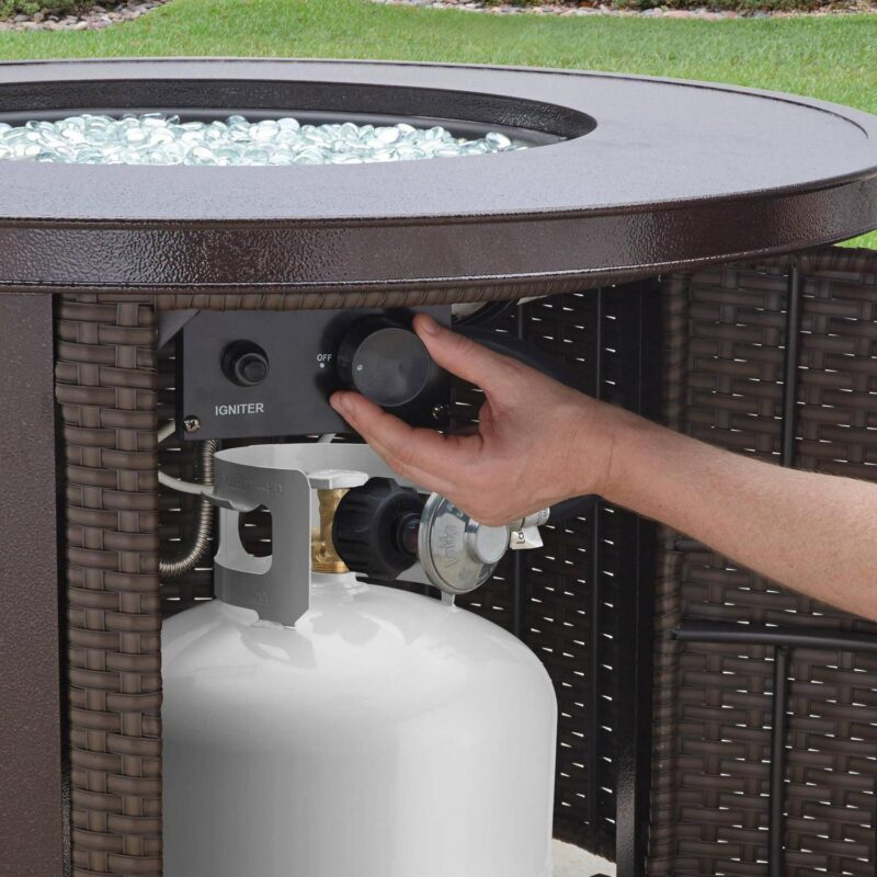 Better Homes and Gardens Colebrooke 37  Round 50,000 BTU Propane Gas Fire Pit Table with Glass Beads, Metal Lid and Protective Cover - Image 8