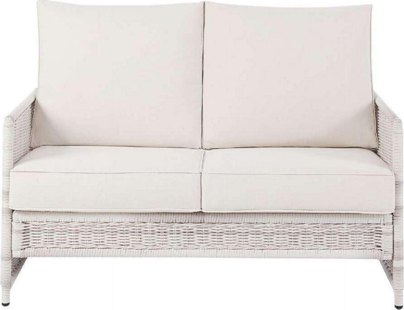 Better Homes and Gardens Paige 1 Piece Wicker Outdoor Loveseat with Cushions, White - Image 2