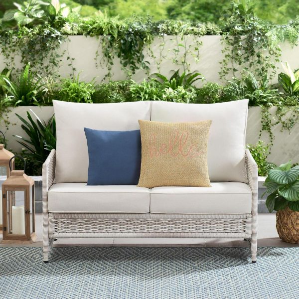 Better Homes and Gardens Paige 1 Piece Wicker Outdoor Loveseat with Cushions, White