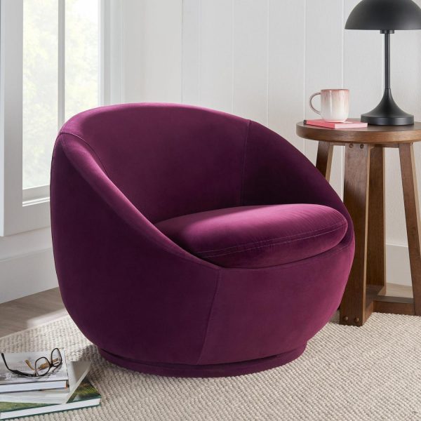 Better Homes and Gardens Mira Swivel Chair, Merlot Velvet