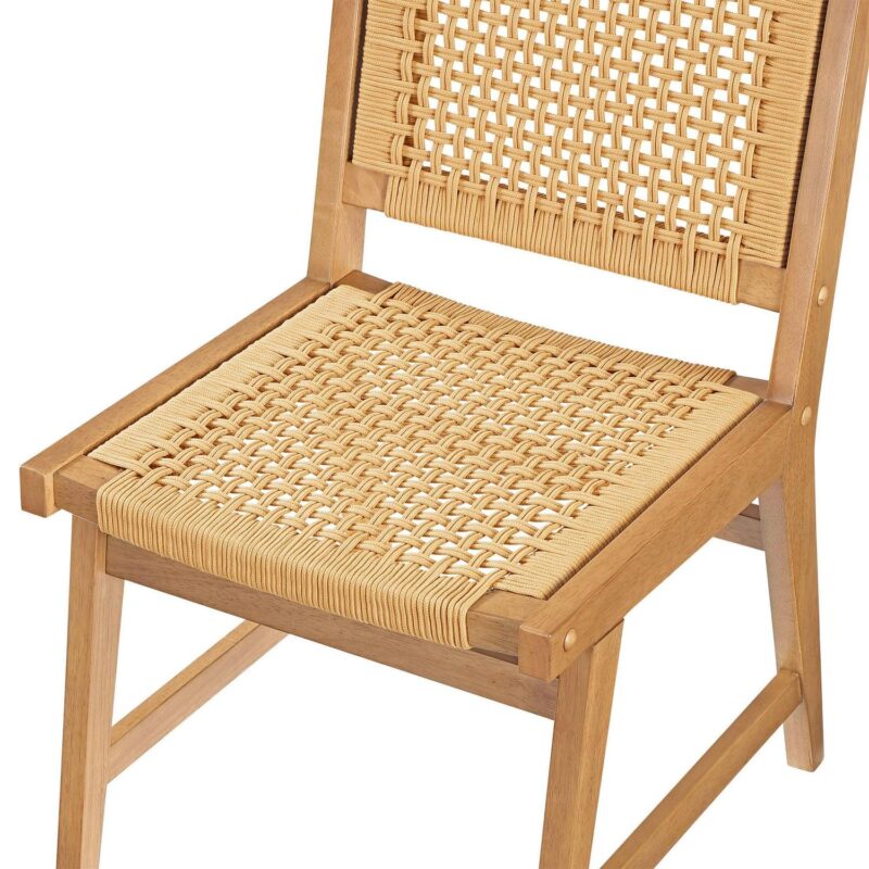 Better Homes and Gardens Vista Woven Coastal Dining Chairs 2 Pack, Light Honey Finish - Image 8