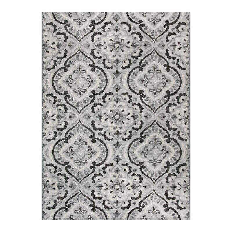 Better Homes and Gardens Black and White Medallion 9'x12' Outdoor Rug