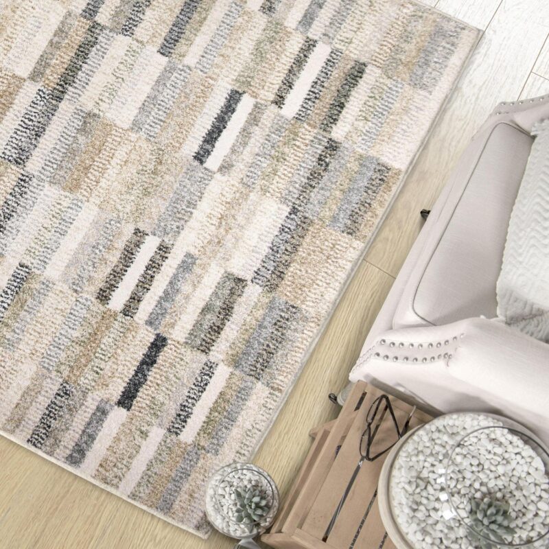 Better Homes and Garden Netural Stripe Area Rug, Grey, 9' x 13' - Image 4