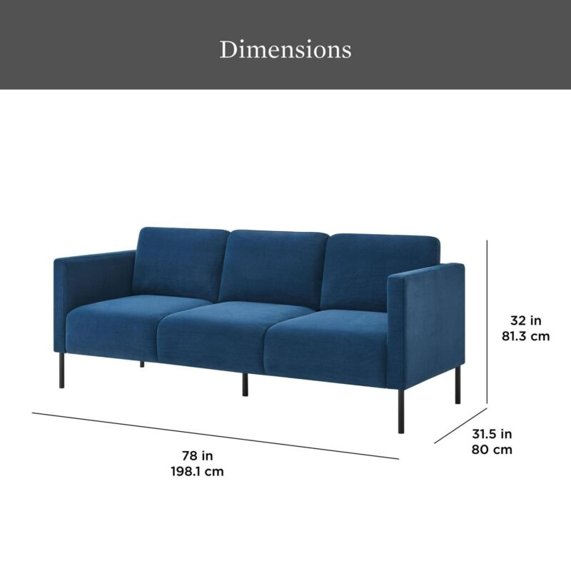 Better Homes and Gardens Wyatt Velvet Sofa, Blue Cove - Image 10