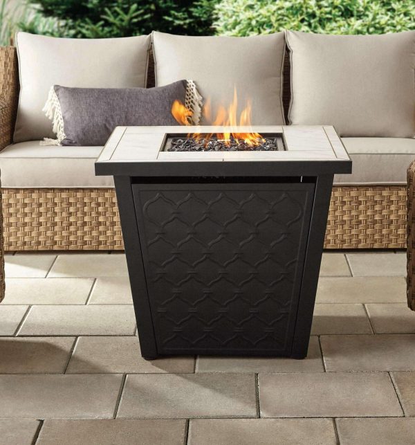 Better Homes and Gardens River Oaks 30a Square Tile Top Gas Fire Pit Table with 50,000 BTU