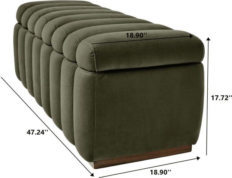 Better Homes and Gardens 47.24  Lillian Channel Tufted Bench, Olive Velvet - Image 2