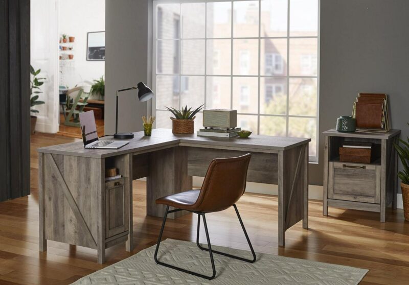 Better Homes and Gardens Modern Farmhouse L-Desk, Rustic Gray Finish - Image 10