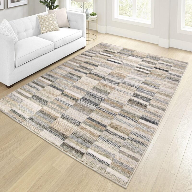 Better Homes and Garden Netural Stripe Area Rug, Grey, 9' x 13' - Image 2