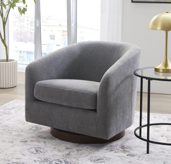 Better Homes and Gardens Bradford Wooden Base Modern Swivel Chair, Gray