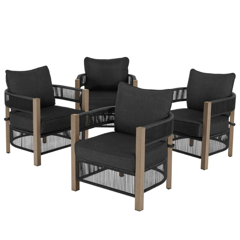Better Homes and Gardens Tarren 5-Piece Wicker Outdoor Conversation Set, Black - Image 4