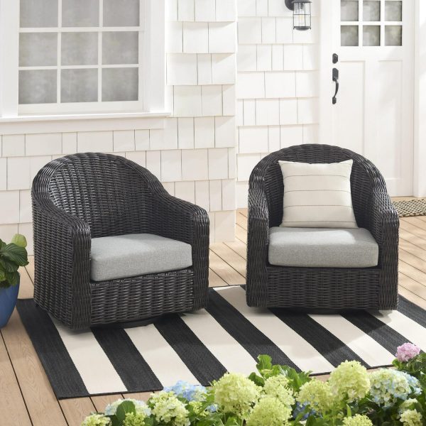 Better Homes and Gardens Bellamy Outdoor Barrel Back Chair, Dark Brown