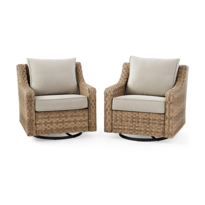 Better Homes and Gardens River Oaks Outdoor Swivel Gliders with Patio Covers, Set of 2, Natural - Image 2