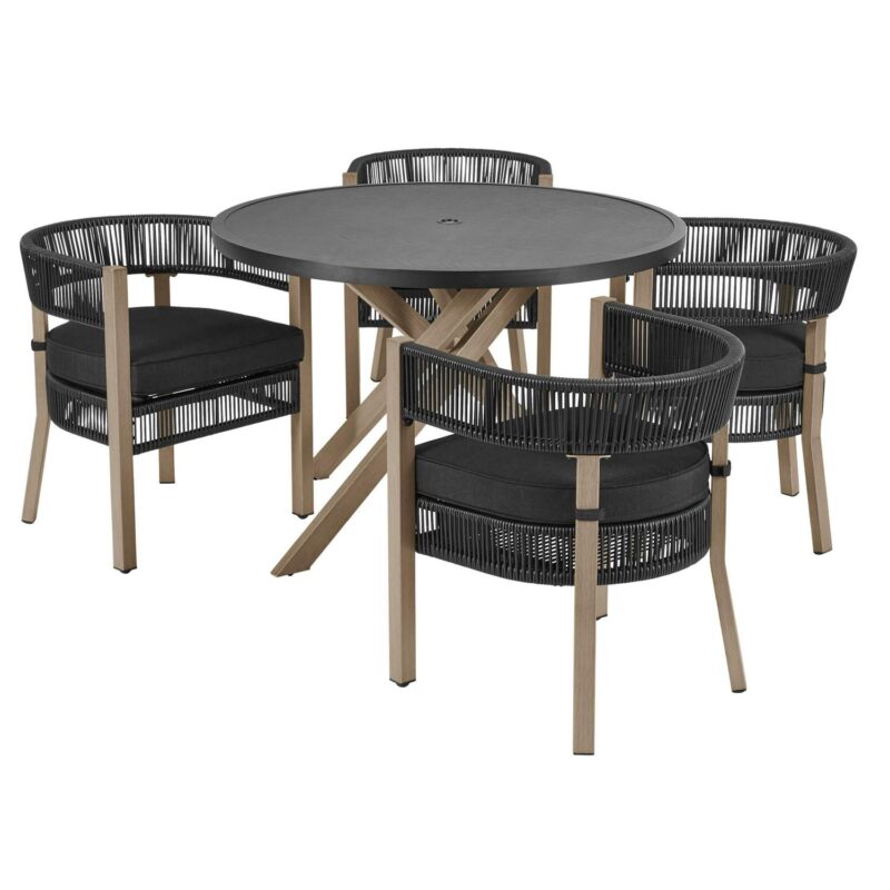 Better Homes and Gardens Tarren 5 Piece Outdoor Dining Set, Black - Image 2