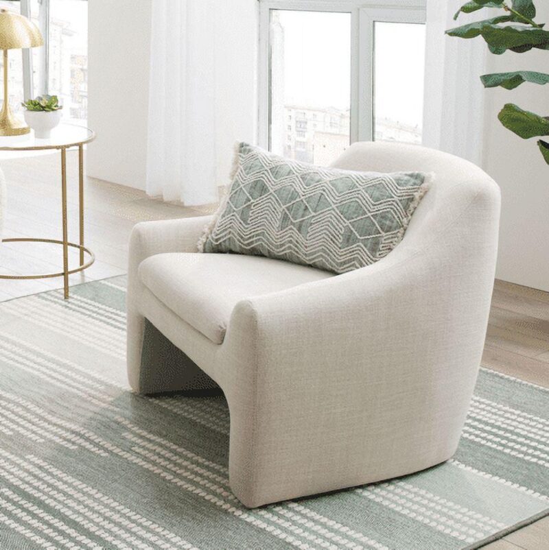 Better Homes and Gardens Emerson Curvy Accent Chair, Cream Linen
