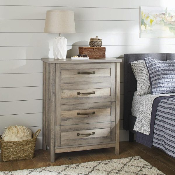Better Homes and Gardens Modern Farmhouse 4-Drawer Dresser, Rustic Gray Finish