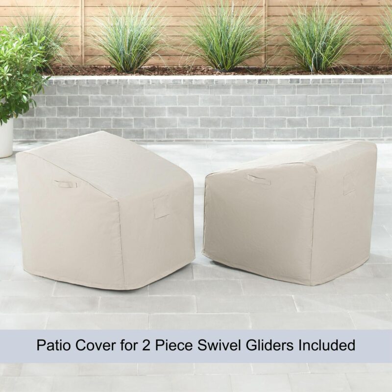 Better Homes and Gardens River Oaks Outdoor Swivel Gliders with Patio Covers, Set of 2, Natural - Image 7