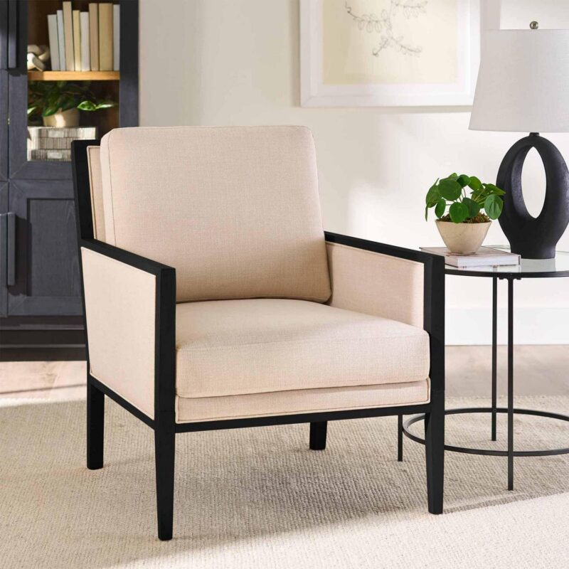 Better Homes and Gardens Windsor Linen Armchair, Espresso Wood