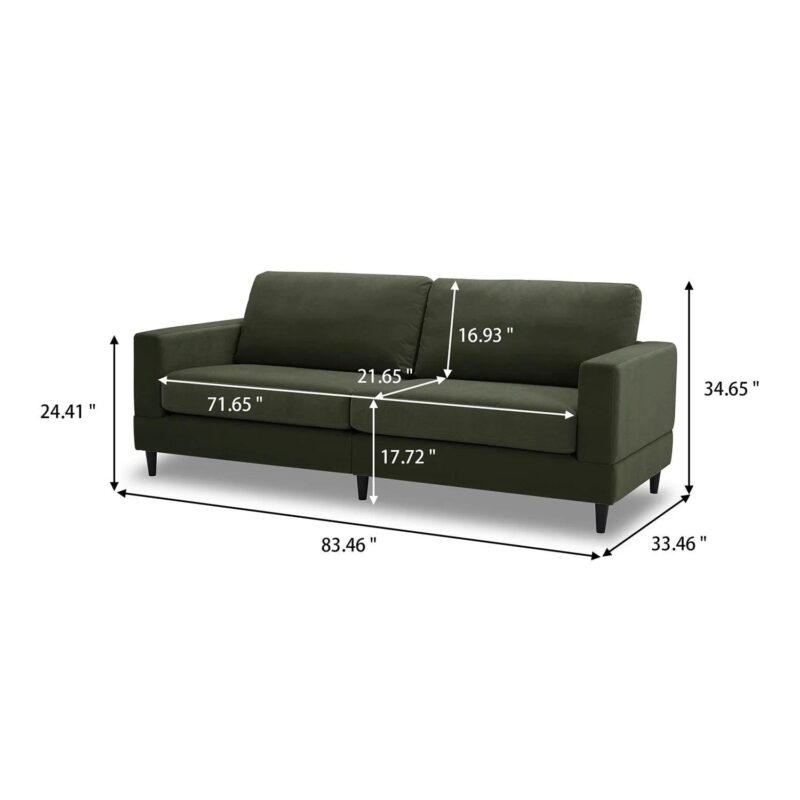 Better Homes and Gardens Springwood Wood Frame 83.46  Couch, Olive Velvet - Image 2