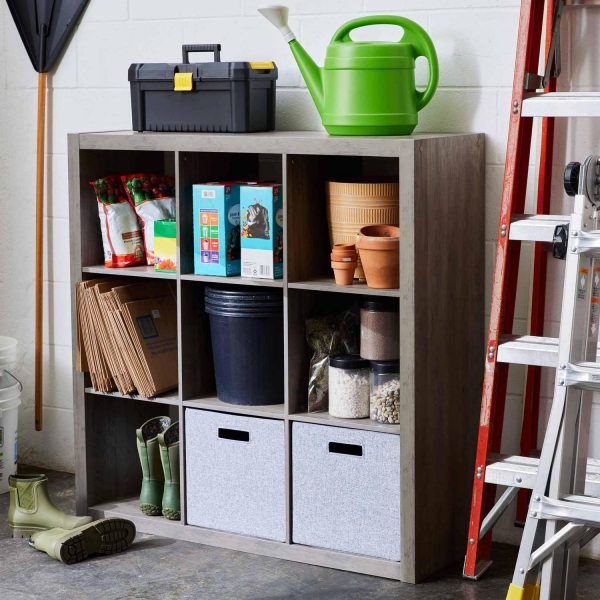 Better Homes and Gardens 9-Cube Storage Organizer, Rustic Gray