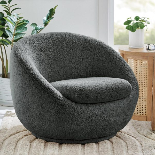 Better Homes and Gardens Mira Swivel Chair, Gray Shearling