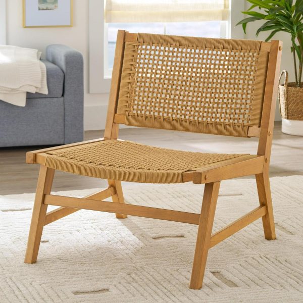Better Homes and Gardens Vista Woven Accent Chair, Light Honey Finish