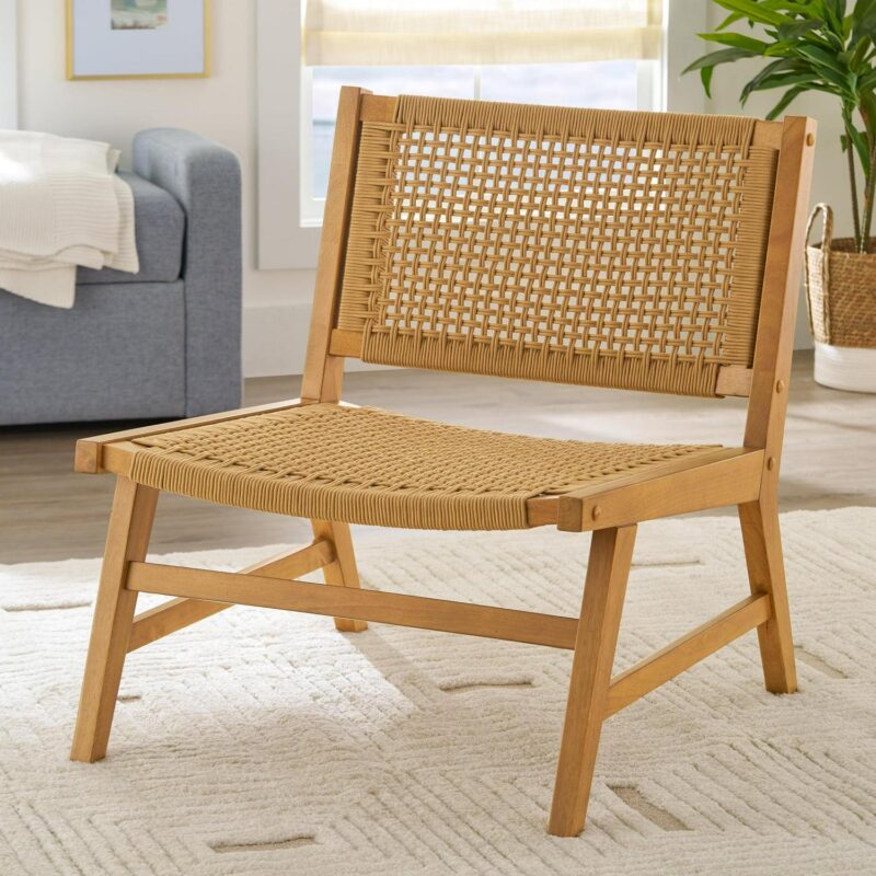 Better Homes and Gardens Vista Woven Accent Chair, Light Honey Finish