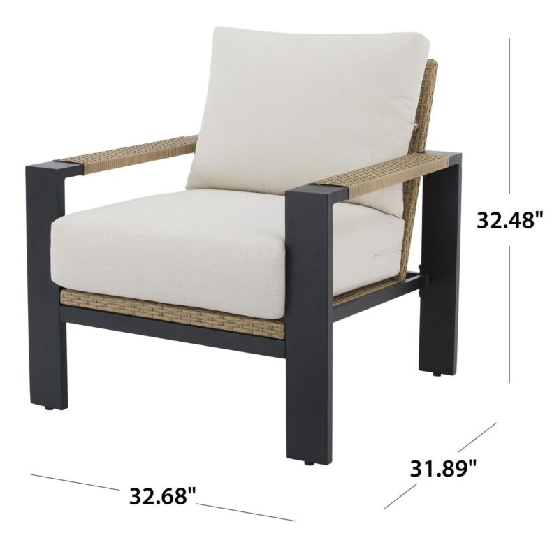 Better Homes and Gardens Ventura 2-Piece Outdoor Wicker Chat Chair, Beige - Image 5