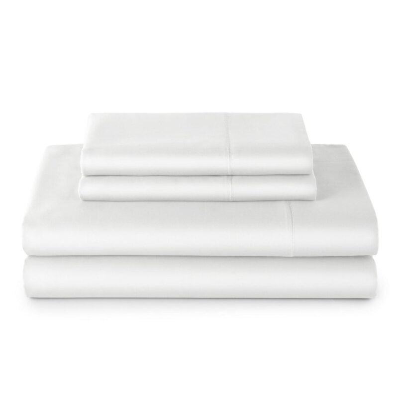 Better Homes and Gardens 4-Piece 400 Thread Count Arctic White Performance HYGROCOTTONA Sheet Set, Full - Image 7