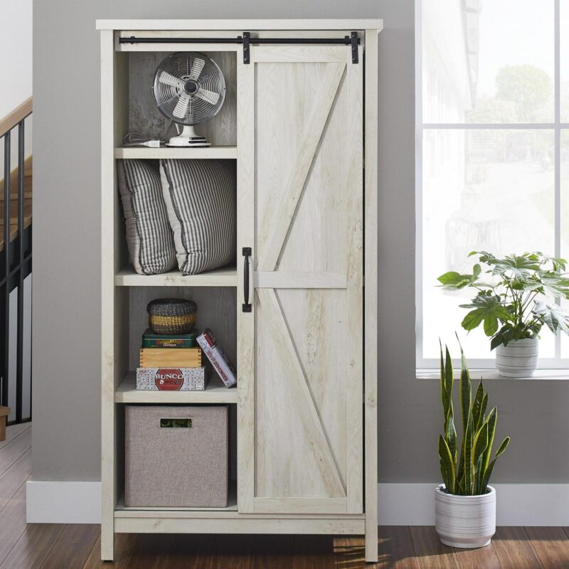 Better Homes and Gardens Modern Farmhouse Bookcase Storage Cabinet, Rustic White Finish - Image 2