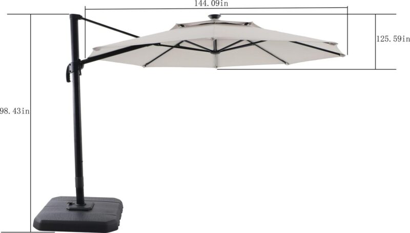Better Homes and Gardens 11' Gray Octagonal Outdoor Cantilever Offset Patio Umbrella and Weighted Base - Image 8