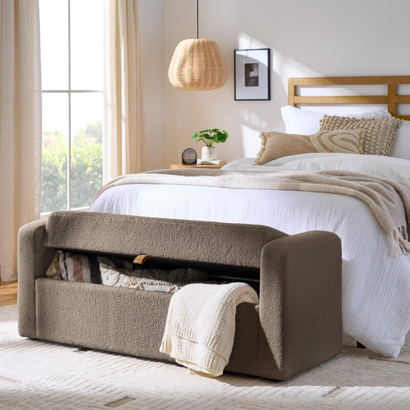 Better Homes and Gardens Springwood 55.12  Storage Bench, Truffle Brown - Image 2